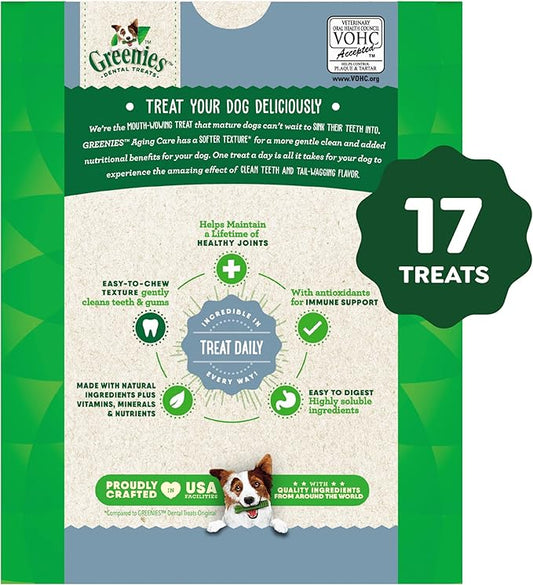 Greenies Aging Care Large Dental Dog Treats, 27 oz. Pack (17 Treats)