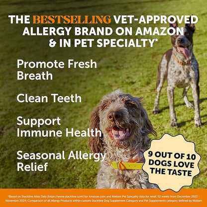 Pet Honesty Allergy Support Fresh Dental Sticks - Dental Treats for Dogs - Dental Dog Chews - Immune Health + Allergy Support for Dogs - Freshen Dog Breath, Reduce Plaque + Tartar - 30 Sticks
