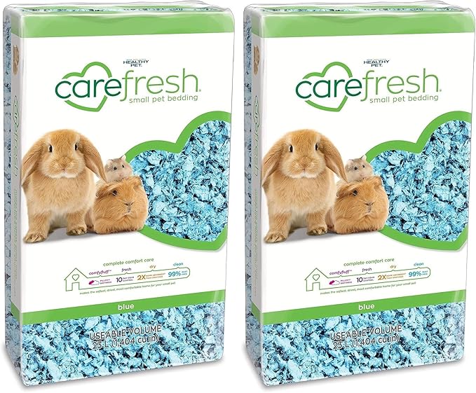 Carefresh 99% Dust-Free Blue Natural Paper Small Pet Bedding with Odor Control, 23 L (Pack of 2)