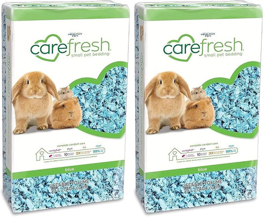 Carefresh 99% Dust-Free Blue Natural Paper Small Pet Bedding with Odor Control, 23 L (Pack of 2)