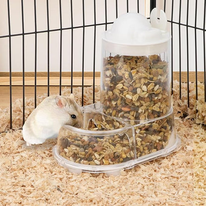 Wontee Hamster Feeder Food Bowl Automatic Dispenser for Dwarf Syrian Hamsters Mice Gerbils Rats or Other Similar-Sized Small Pets
