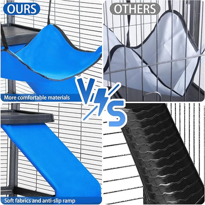 Polar Aurora Metal Small Animal Cage 6 Tiers Homes for Pets Removable Ferret Cage with Lockable Wheels, 59" H Deluxe Chinchilla Cage with Hammock and Removable Tray (XL)