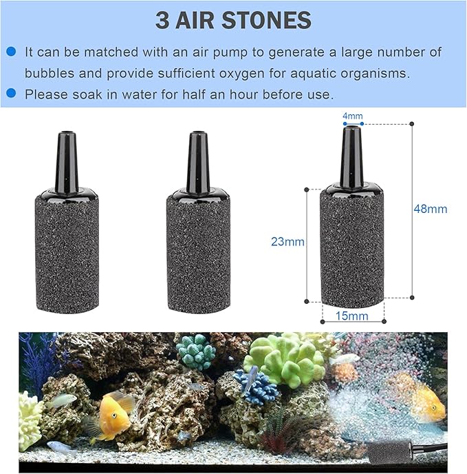 Aquarium air Pump Accessories Set-9.84/26.25/101.71 feet Aquarium Airline tubing Hose,Check valves,air Stones and connectors of I,L,T Shape (9.84 feet Hose 3 Stone 3 Check Valve 3 Connector)