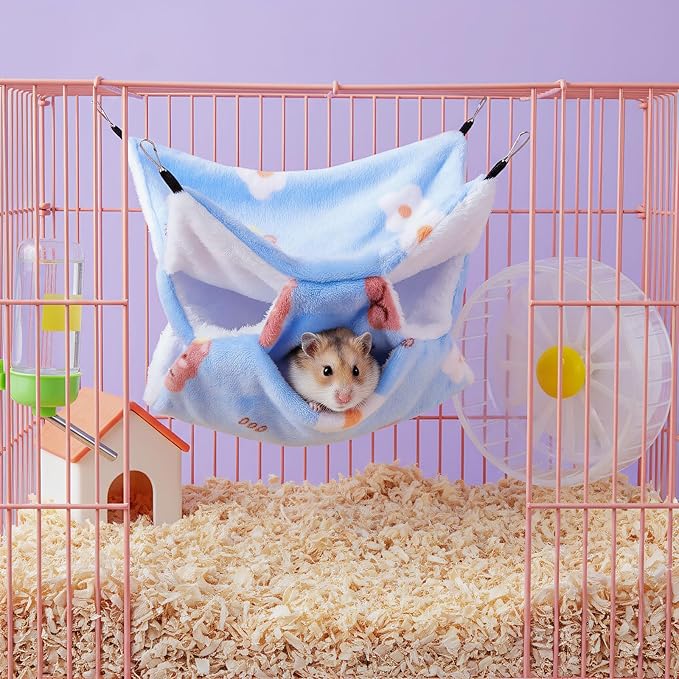 Sadnyy 6 Pieces Guinea Pig Rat Hammock Three Layer Ferret Bed Small Animal Hanging Pet Cage Hammock for Chinchilla Rat Sugar Glider Squirrel Reptiles(Trendy Pattern)