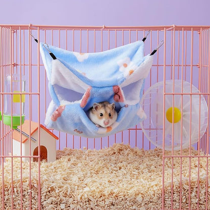 Sadnyy 6 Pieces Guinea Pig Rat Hammock Three Layer Ferret Bed Small Animal Hanging Pet Cage Hammock for Chinchilla Rat Sugar Glider Squirrel Reptiles(Trendy Pattern)