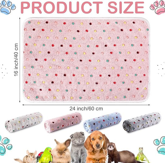Tudomro 8 Pcs Guinea Pig Bedding Cage Liners Bulk Blankets Small Animal Flannel Throw Bedding Waterproof Absorbent Reusable Pet Pee Sleep Mat Pad Cover for Hamster Ferret(Dot,16 x 24 Inch)