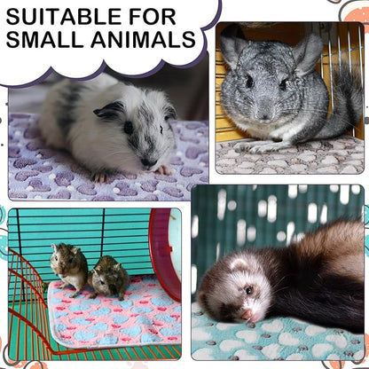 Tudomro 8 Pcs Guinea Pig Bedding Cage Liners Bulk Blankets Small Animal Flannel Throw Bedding Waterproof Absorbent Reusable Pet Pee Sleep Mat Pad Cover for Hamster Ferret(Heart,12 x 12 Inch)