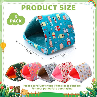 Ripeng 6 Pcs Guinea Pig Hideout Guinea Pig Bed House Rabbit Tunnel Washable Small House Cage Accessories for Hedgehog Mouse Chinchillas Hamster Ferrets Bearded Rats(7.1 7.9inch Cute Animals)