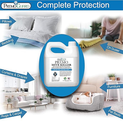 Premo Guard Natural Mite Spray – Large 128 oz Bottle – Plant Based Treatment For Dust, Spider, Carpet, Bird, Rat & Other Mites – Safe For Families, Pet, Home, Bedding & Furniture When Used As Directed
