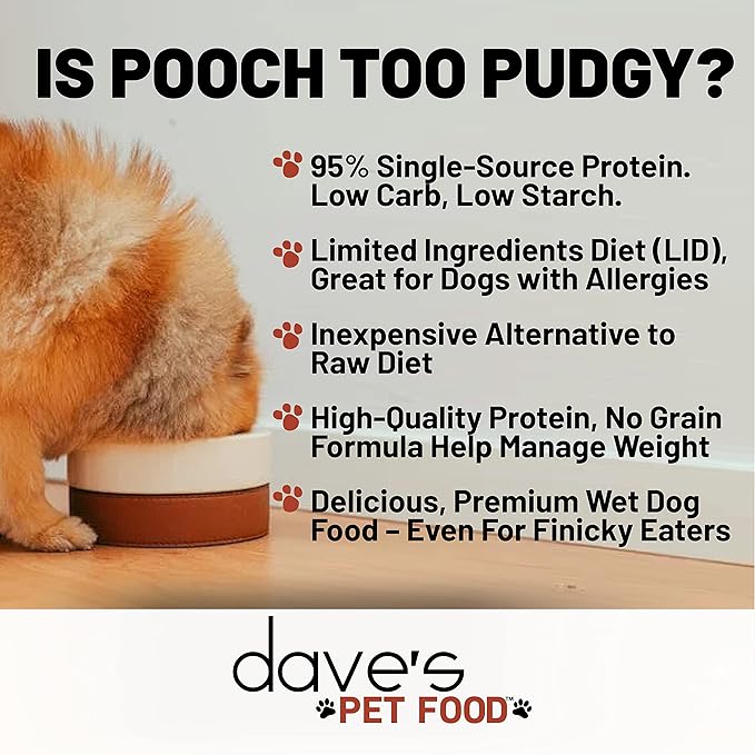Dave's Pet Food Grain Free Wet Dog Food (95% Beef & Beef Liver), Made in USA Single-Source Protein, Limited Ingredients Added Vitamins & Minerals, 12.5 oz Cans (12 Pack)