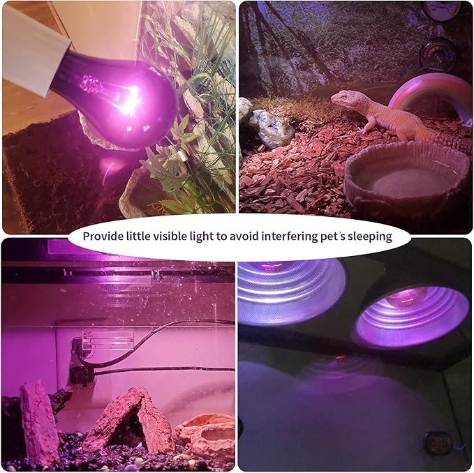 AOMRYOM 75W 2 Pack Basking Spot Infrared Night Heat Lamp Moonlight Heat Bulb for Reptiles & Amphibians