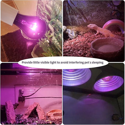 AOMRYOM 75W 2 Pack Basking Spot Infrared Night Heat Lamp Moonlight Heat Bulb for Reptiles & Amphibians