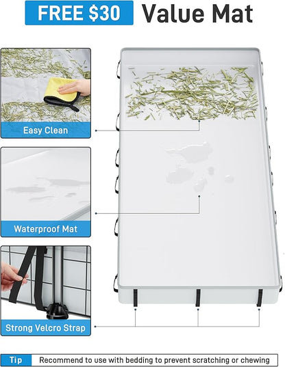 BUCATSTATE Guinea Pig Cages with Floor Mat, 20 Panels Guinea Pigs Playpen with Top Cover, Metal Rabbit Cage Indoor for Hedgehogs, Quail, Chickens (47" L x 24" W x 12" H)