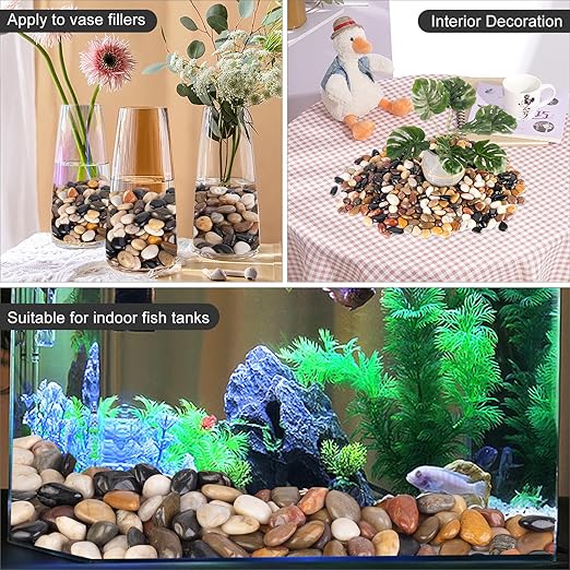 10 lbs River Stones and Pebbles can be Used for Gardening; Aquarium Rocks and Gravel are Suitable for Fish Tank decorationsand Sand Pebbles