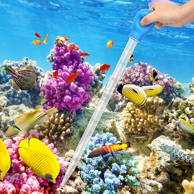 5 in 1 Aquarium Coral Feeder Kit, Luxiv 2 Pcs 60ml and 30ml Aquatic Reef Feeding Dropper with 10in Extender Pipe, 2 Pcs Stainless Steel Straight and Curved Aquarium Tweezers for Feeding Tong (Silver)