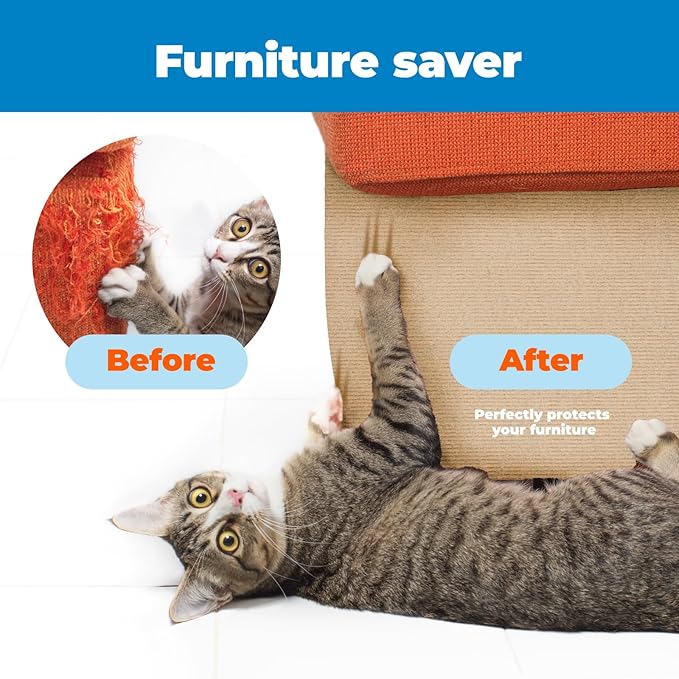 Best Pet Supplies Catify Peel & Stick Cat Scratching Mat – Self-Adhesive, Trimmable Cat Scratch Pad Cover - Carpet, Sofa, Furniture Protector – Replaceable Adhesive Stickers - Beige & 39.4 x 15.8