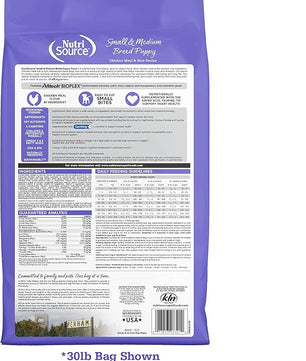 NutriSource Puppy Food, Made with Chicken Meal and Rice, Small Breed, with Wholesome Grains, 30LB, Dry Dog Food
