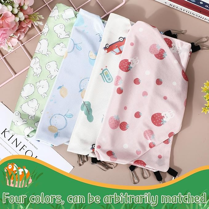 Nuogo 4 Pcs Rat Hammock for Cage Small Animal Hanging Ferret Hammocks for Rat Accessories Double Layer Ferret Bed for Guinea Pig Squirrel Chinchilla Playing and Sleeping (Summer)