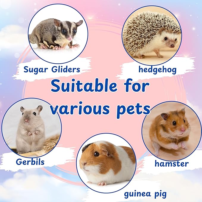 Hamster Water Bottle Stand with Food Bowl, 2 in 1 Automatic Water Bottle No Drip and Food Dispenser, Hamster Cage Accessories, Rat Enrichment Toys, Guinea Pig Accessories for Cage (Blue, 125ml)