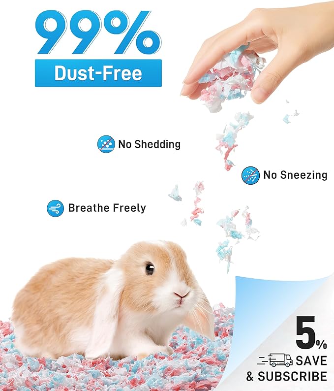 BUCATSTATE Hamster Bedding 50L, 99% Dust-Free Guinea Pig Bedding Odor Control Paper Bedding, Cozy Small Animal Bedding for Rabbit Rat Syrian Dwarf Hamsters Gerbils (Confetti)