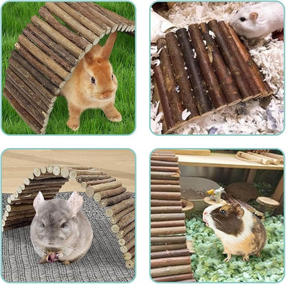 Tfwadmx Wooden Hamster Bridge, Extra Large - 2 Pcs Small Animal Bendy Bridge Tunnel Hut Hideout Ladder Hideaway Climbing Chew Toy for Gerbil Guinea Pig Chinchilla Rabbit Ferret Hedgehog Rat Gerbil