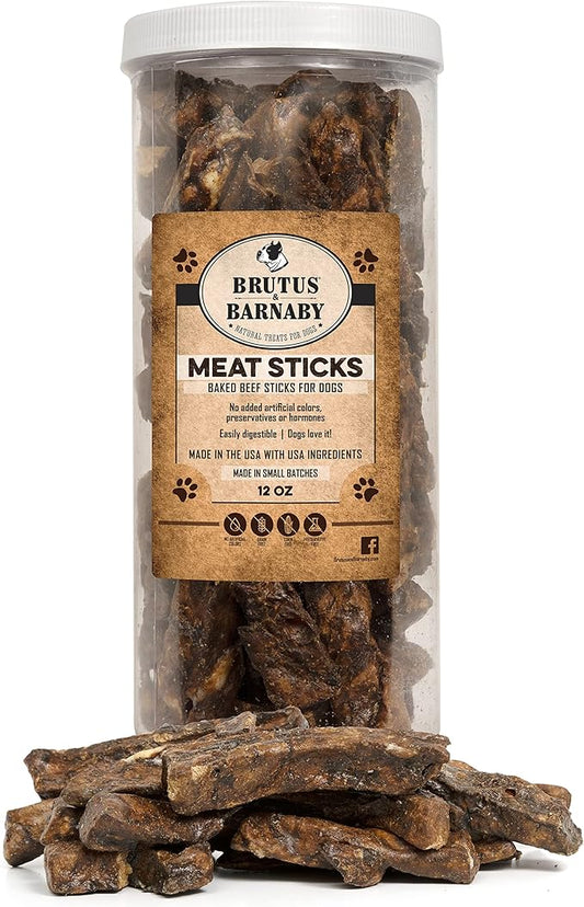 BRUTUS & BARNABY Dehydrated Lung Dog & Cat Treats, 10oz – USA Organ Meat Stick (Beef & Turkey Lung, Liver), High Protein Pet Snack