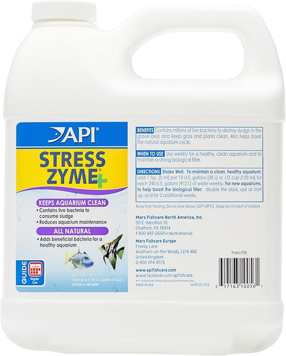 API STRESS ZYME Freshwater and Saltwater Aquarium Cleaning Solution 64-Ounce Bottle