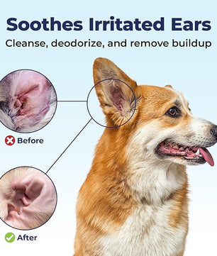 Vetnique Oticbliss Cat & Dog Ear Cleaners: Medicated Dog Ear Drops for Infection, Antiseptic Flush, & Wipes to Reduce Itchy Ears & Head Shaking - Vet Recommended for Itchy Ears (8oz, Flush)
