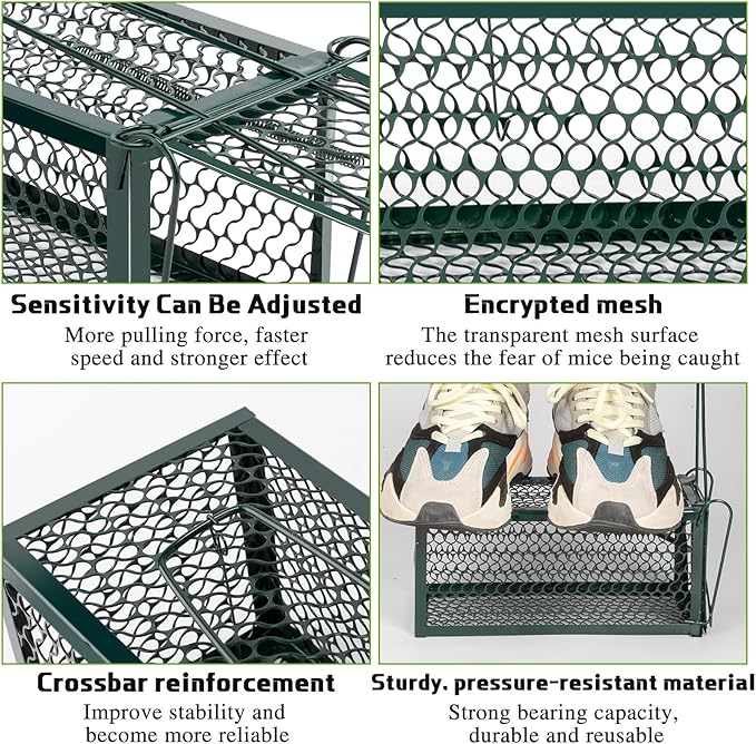 Qualirey 4 Pcs Humane Rat Trap Chipmunk Rodent Mouse Squirrel Trap Small Live Animal Mouse Voles Hamsters Live Cage Rat Cage for Mice Easy to Catch and Release (Green)