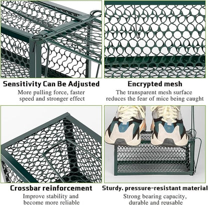 Qualirey 4 Pcs Humane Rat Trap Chipmunk Rodent Mouse Squirrel Trap Small Live Animal Mouse Voles Hamsters Live Cage Rat Cage for Mice Easy to Catch and Release (Green)