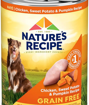Nature's Recipe Grain Free Chicken, Sweet Potato, and Pumpkin Recipe Wet Dog Food, 13 oz. Can, 12 Count