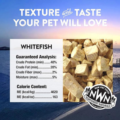 Northwest Naturals Raw Rewards Freeze-Dried Whitefish Treats for Dogs and Cats - Bite-Sized Pieces - Healthy, 1 Ingredient, Human Grade Pet Food, All Natural, Proudly Made in USA 10 Oz