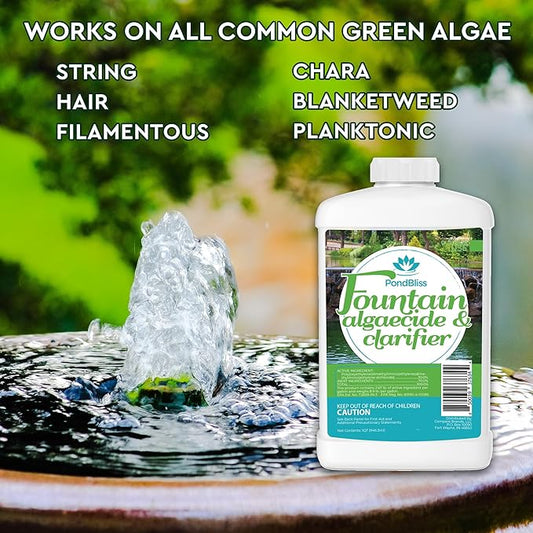Algaecide for Fountains – Clarify and Controls Algae for Large and Small Fountain - 32 oz (Quart)