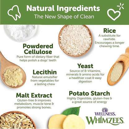 Wellness WHIMZEES Ricebone Dog Dental Treats, Natural Chews, Large Size, (9 Count)
