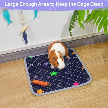 2 Pack Guinea Pig Bedding, Washable Guinea Pig Cage Liner Reusable Guinea Pig Mat Waterproof Guinea Pig Bedding for Cage, Super Absorbant Guinea Pig Pee Pads for Small Animals Hamster Rabbit Squirrel