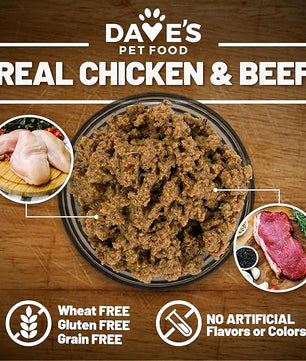 Dave's Pet Food Grain Free Wet Dog Food (95% Chicken & Beef), Made in USA, Limited Ingredients, Added Vitamins & Minerals, 12.5 oz Cans (12 Pack)