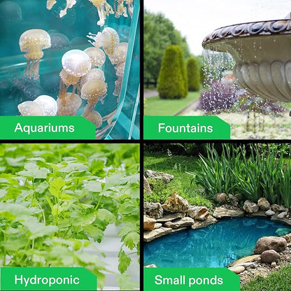 VIVOSUN 210GPH Submersible Pump(800L/H, 8W), Ultra Quiet Water Pump with 3.3ft High Lift, with 5ft Power Cord, 2 Nozzles for Fish Tank, Pond, Aquarium, Statuary, Hydroponics Black