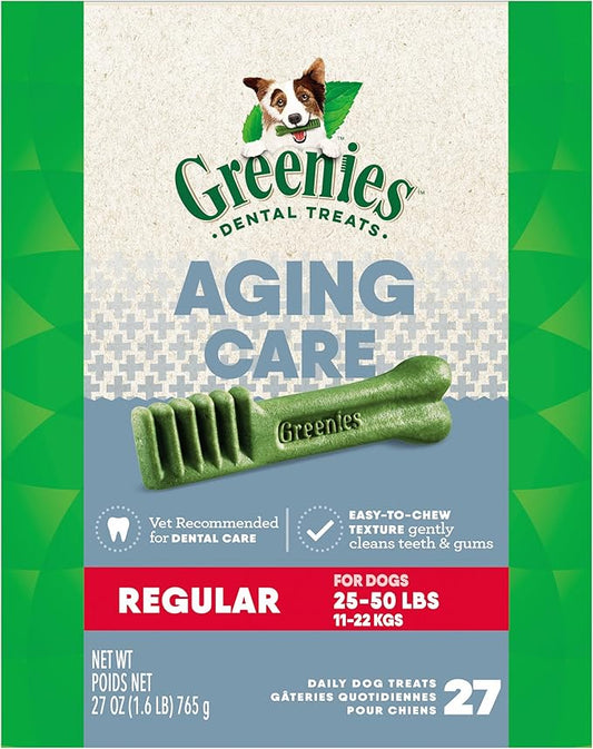 Greenies Aging Care Regular Dental Dog Treats, 27 oz. Pack (27 Treats)
