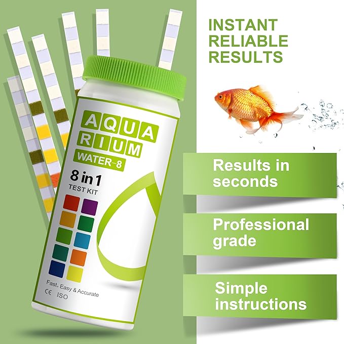 AAwipes 8-in-1 Aquarium Test Kit (150 Strips) for Freshwater & Saltwater - Quick & Accurate Water Testing for Aquariums & Ponds. Tests Free Chlorine, Hardness, pH, Ammonia Nitrogen, etc. (K02-150)