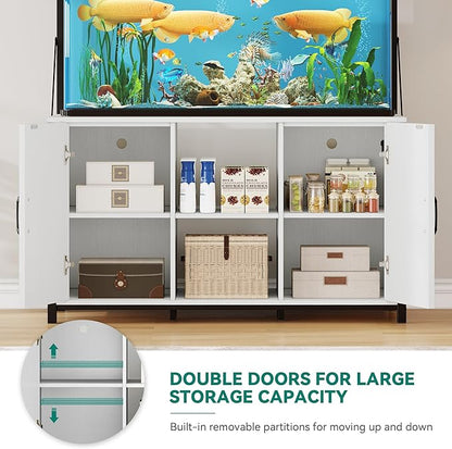 YITAHOME 120 Gallon Fish Tank Stand with Power Outlets, Heavy Duty Metal Large Aquarium Stand with Cabinet, Reptile Tank Turtle Terrariums Table for Fish Tank Accessories Storage,1100LBS Capacity