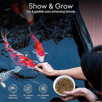 BIG Kahuna Koi Fish Food- 20lbs Koi Food – Made in The USA - Food Floating Pellets – 3/16" - 1/4" Pellet Size – 32% Protein Fish Food – Rich in Nutrients