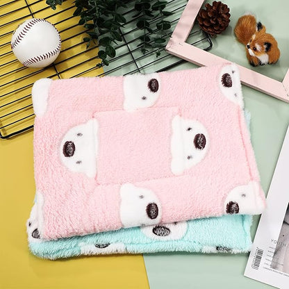 Jetec 2 Pieces Guinea Pig Bed Rabbit Bed Small Animal Hamster Warm Mats Winter Warm for Bunny Hamster Squirrel Hedgehog Chinchilla Small Animal Accessories(Green, Pink,Bear Pattern)
