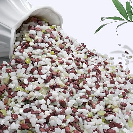 NUPICK 6 lbs Pebbles for Indoor Plants, 1/5 Inch Pea Gravel for Fish Tank, Polished Decorative Rocks for Succulent, Natural River Stones for Vases, Cactus, Landscaping, Bird Bath, Colorful Mixed