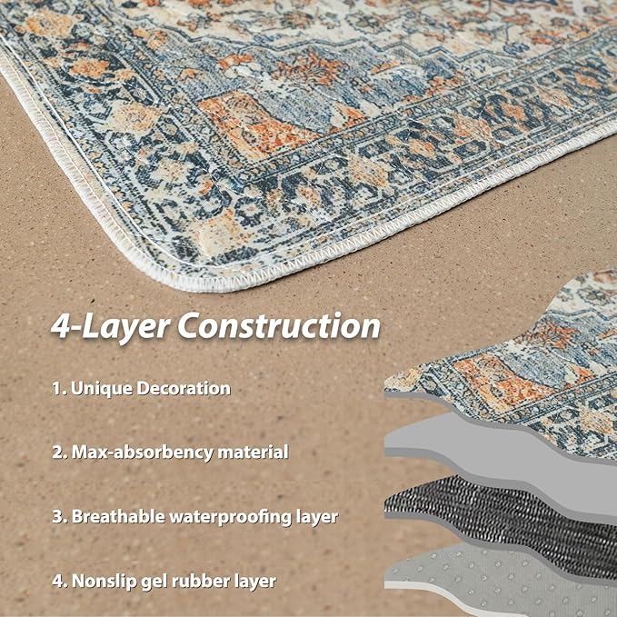 nunubaby 4PACK Washable Pee Pads for Dogs, Stylish, Non-Slip and Leak-Proof Pee Pads. Reusable Potty Pads for Dogs for Crates and Floors.(Beige/Multi, 24" x36")