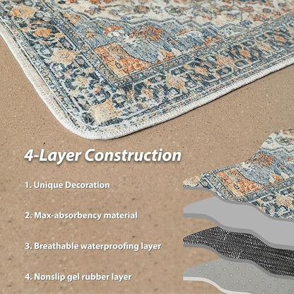 nunubaby 4PACK Washable Pee Pads for Dogs, Stylish, Non-Slip and Leak-Proof Pee Pads. Reusable Potty Pads for Dogs for Crates and Floors.(Beige/Multi, 24" x36")