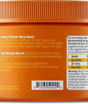 Zesty Paws Probiotics for Dogs, Digestive Enzymes Gut Flora, Digestive Health, Diarrhea & Bowel Support, DE111, Dog Probiotics Soft Chew for Pet Immune System, Chicken, 90 Ct