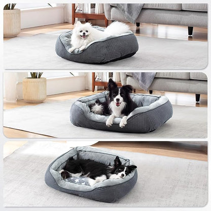 SIWA MARY Dog Beds for Small Dogs & Cats, Washable Dog Sofa Bed with Wide Sides, Pentagram Pattern Design, Pet Cuddler Bed, Warming Soft Calming Puppy Bed for Sleeping, Non-Slip Bottom