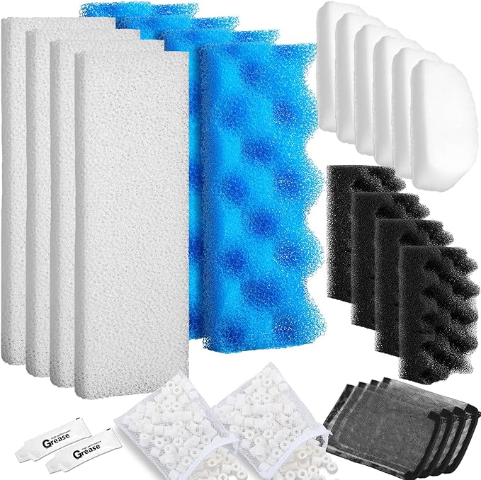 26 Pcs Aquarium Media Kit Compatible with Fluval 206/207 Canister Filter, Maintenance Replacement Accessories Including Foam Pad Ceramic Rings Filter Bags