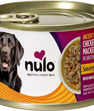 Nulo Ancient Grains Savory Stew with Whole Ingredients Puppy & Dog Food, Chicken and Mackerel in Broth, 6.0 Ounce, 8 Cans