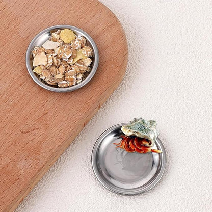 10 Pcs Hermit Crab Food Dish, Stainless Steel Hermit Crab Water Bowl, Reptile Feeding Bowls, Tank Aquarium Accessories, for Crab Snail Gecko Insect